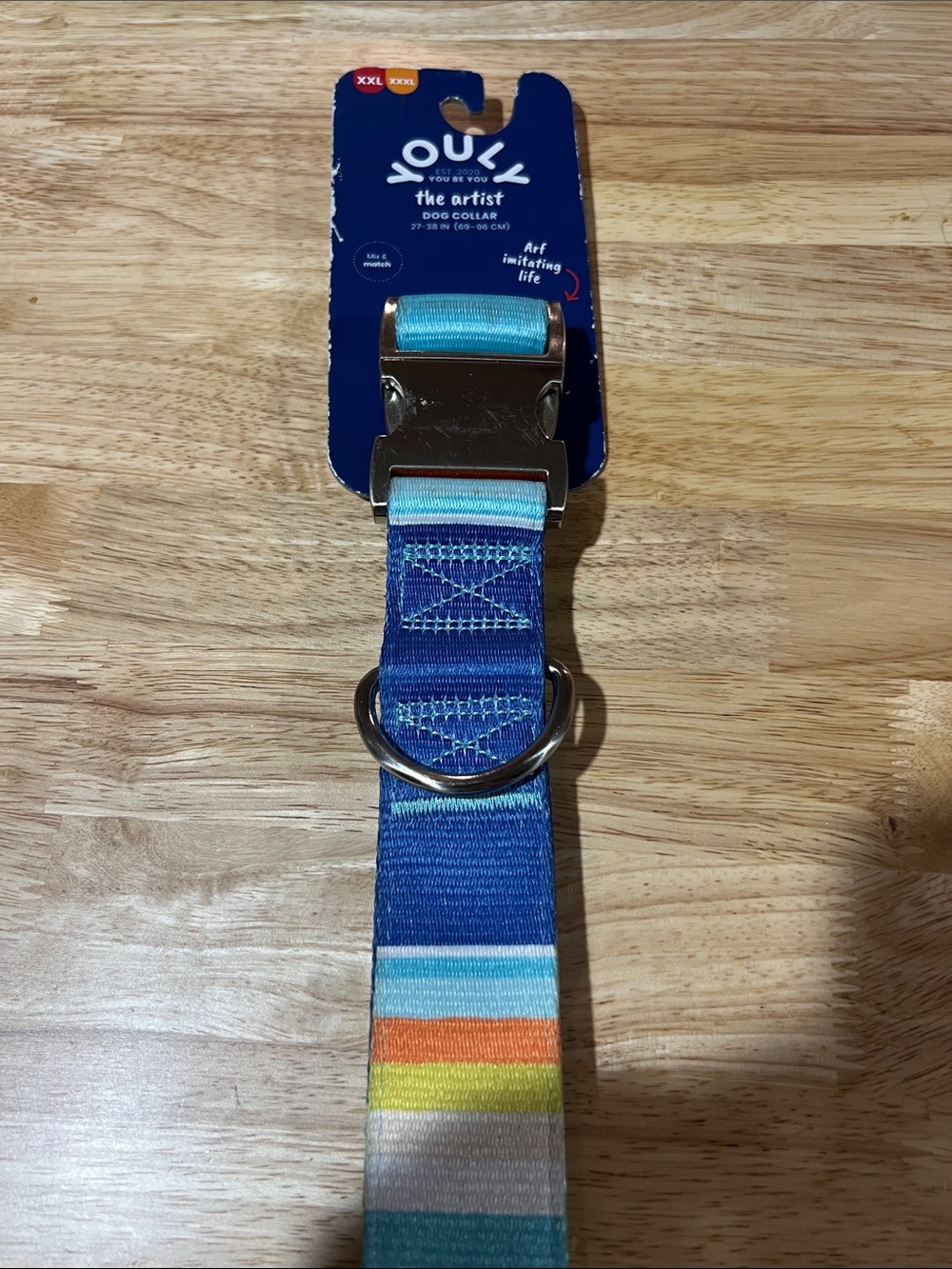 NWT Youly the Artist Blue Striped Dog Collar XXL-XXXL 27-38” neck